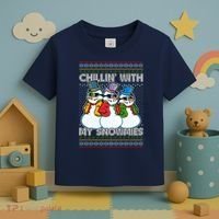 Chillin' With My Snowmies Ugly Christmas Sweater Toddler T-Shirt thumb 3