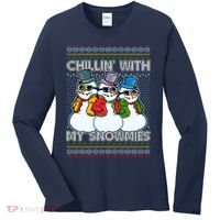 Chillin' With My Snowmies Ugly Christmas Sweater Women's Long Sleeve Shirt thumb 0