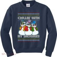 Chillin' With My Snowmies Ugly Christmas Sweater Kids Sweatshirt thumb 0