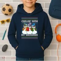 Chillin' With My Snowmies Ugly Christmas Sweater Kids Hoodie thumb 2