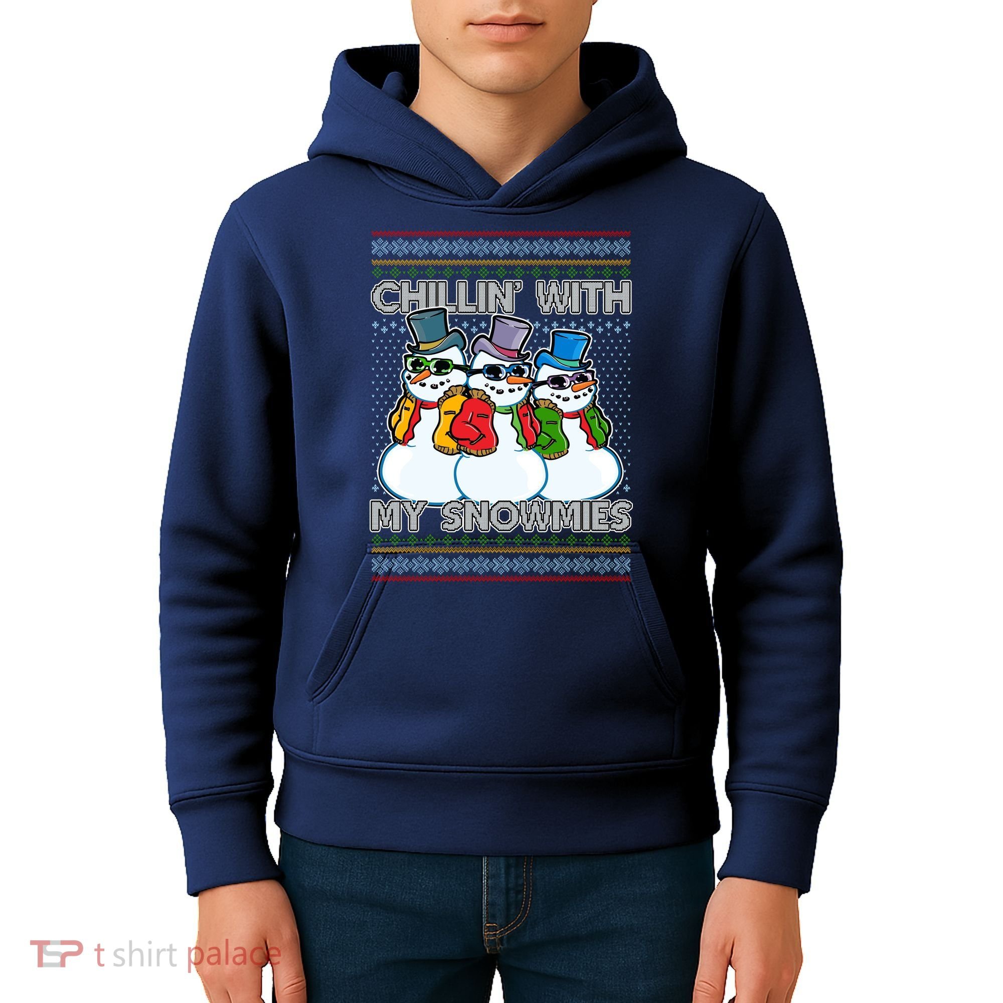 Chillin' With My Snowmies Ugly Christmas Sweater Kids Hoodie