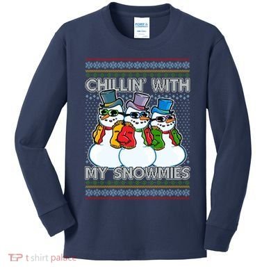 Chillin' With My Snowmies Ugly Christmas Sweater Kids Long Sleeve Shirt