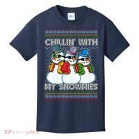 Chillin' With My Snowmies Ugly Christmas Sweater Kids T-Shirt thumb 0