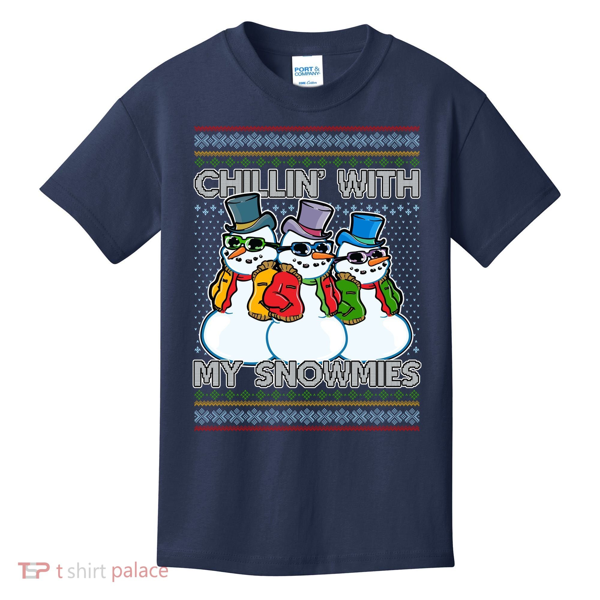 Chillin' With My Snowmies Ugly Christmas Sweater Kids T-Shirt