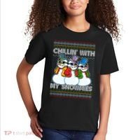 Chillin' With My Snowmies Ugly Christmas Sweater Kids T-Shirt thumb 2