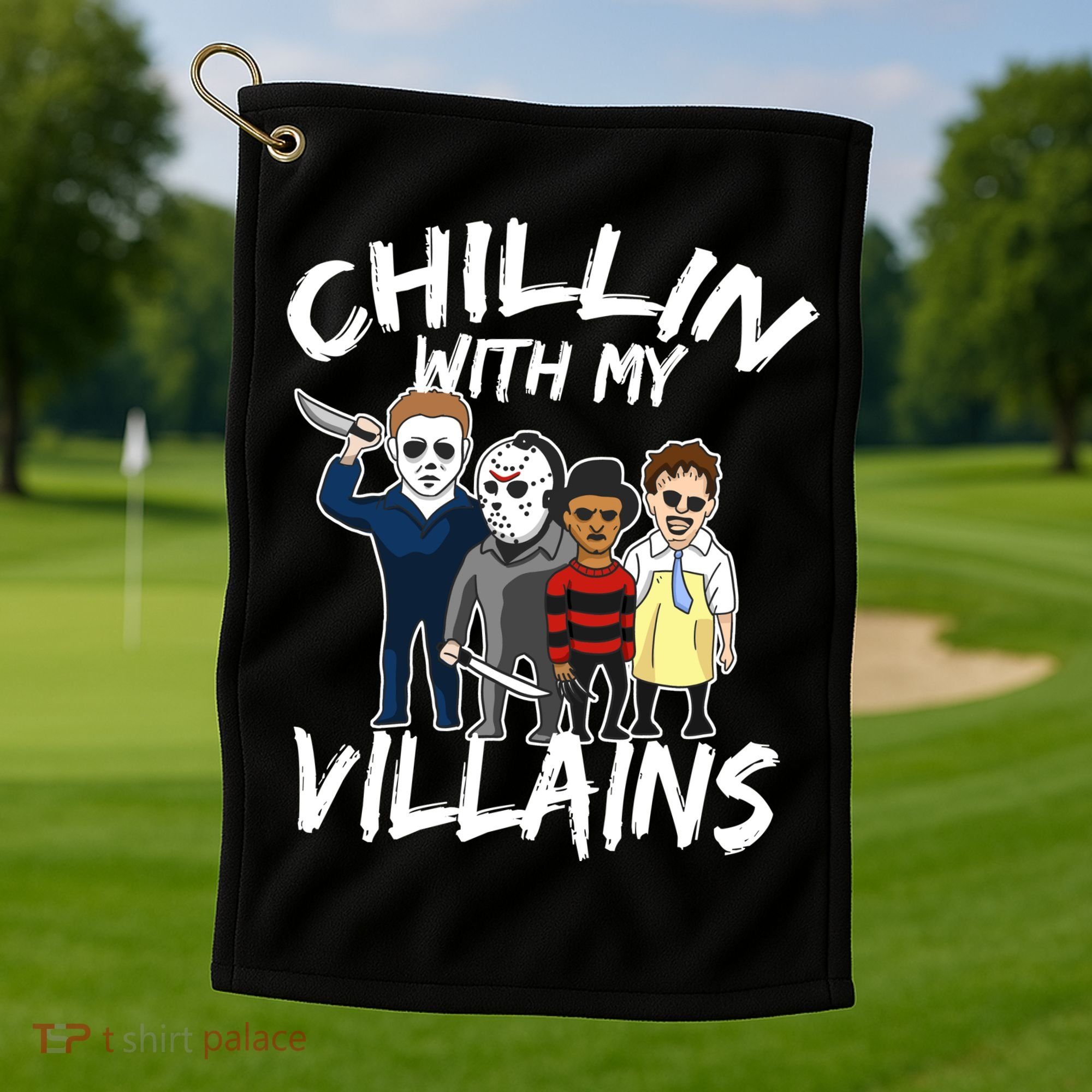 Chillin With My Villains Golf Towel