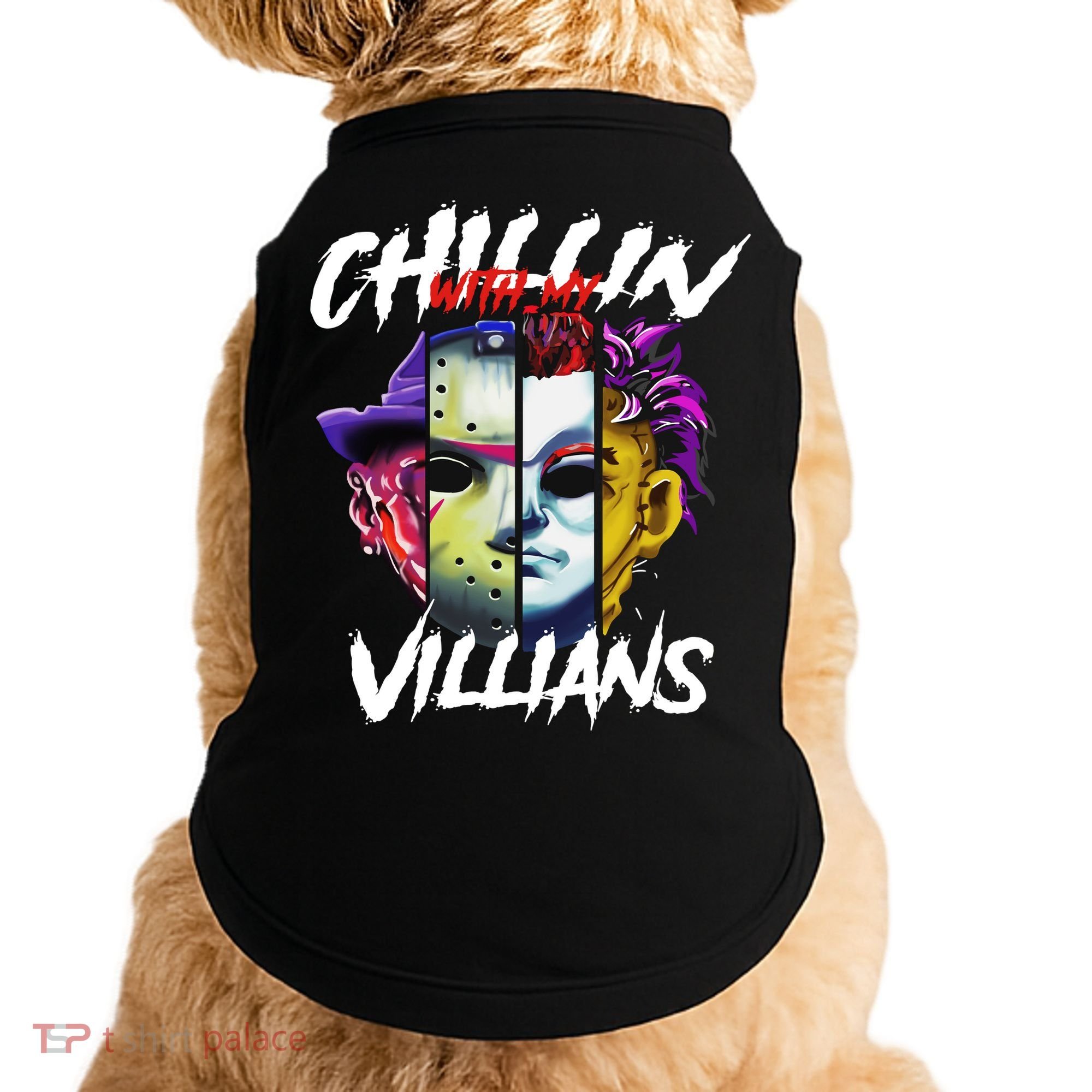 Chillin With My Villains Horror Movie Funny Doggie Tank