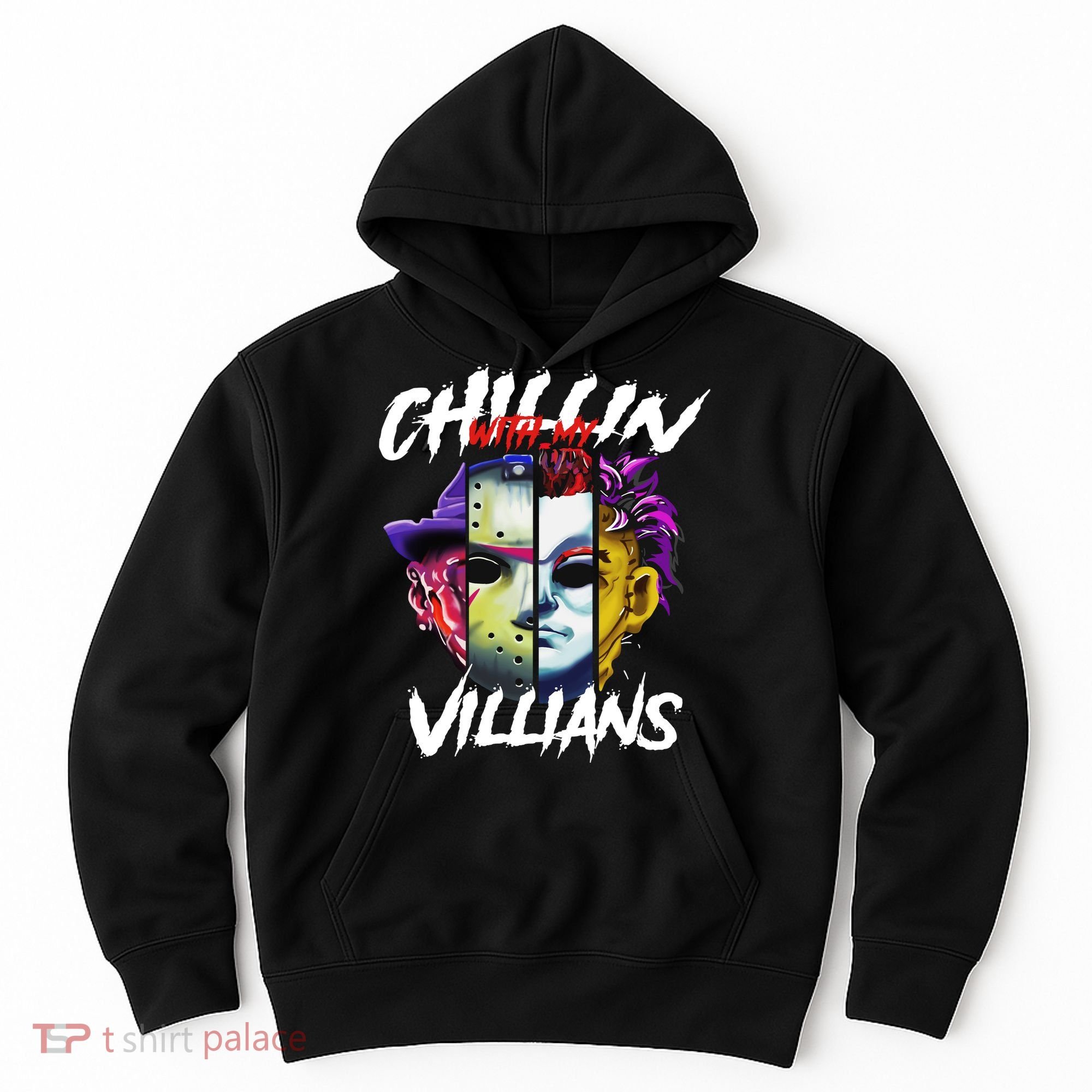 Chillin With My Villains Horror Movie Funny Hoodie