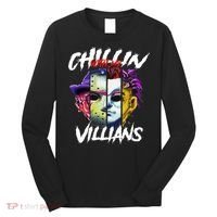 Chillin With My Villains Horror Movie Funny Long Sleeve Shirt thumb 0