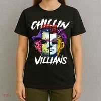 Chillin With My Villains Horror Movie Funny T-Shirt thumb 4