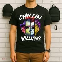 Chillin With My Villains Horror Movie Funny T-Shirt thumb 6
