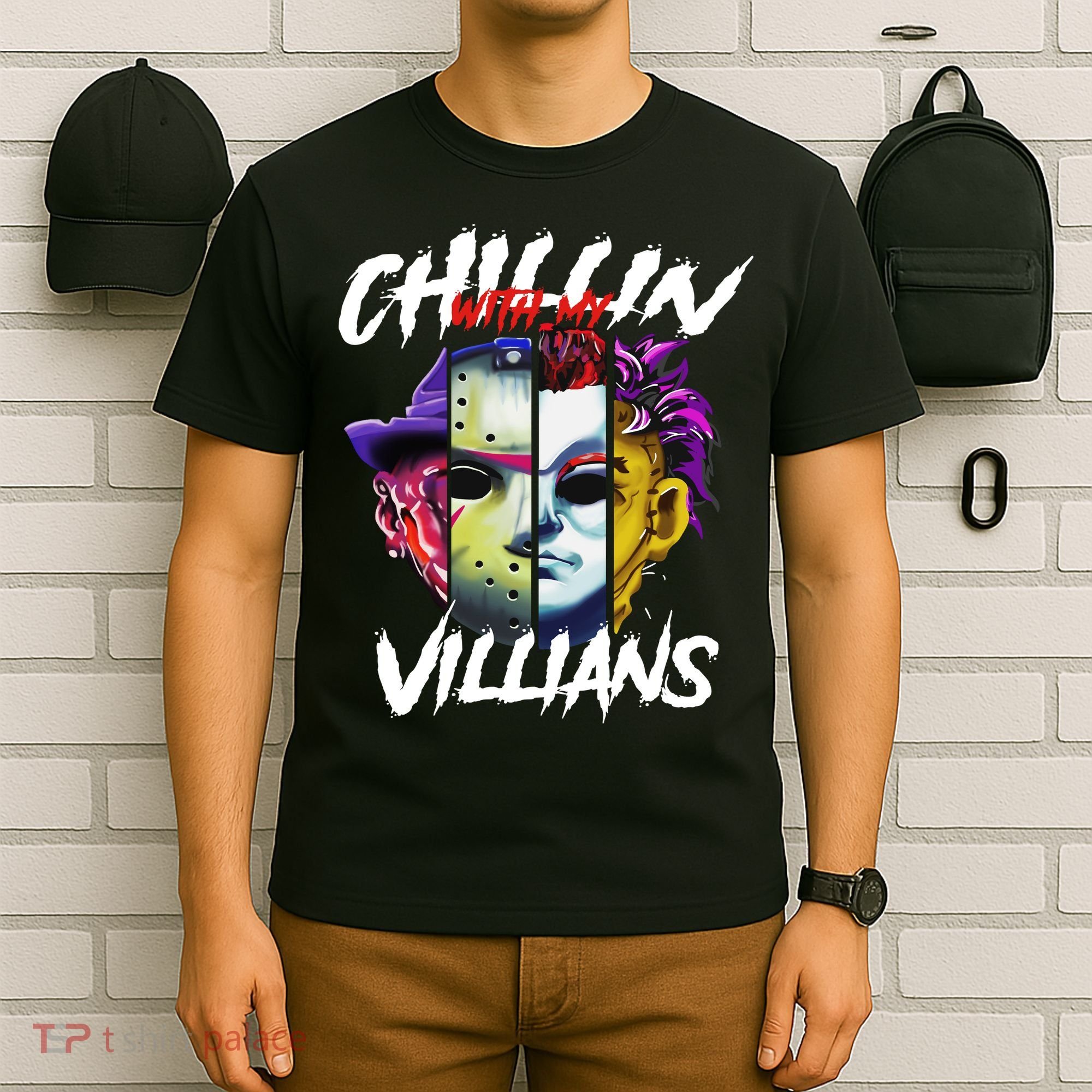 Chillin With My Villains Horror Movie Funny T-Shirt