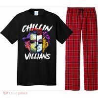 Chillin With My Villains Horror Movie Funny Pajama Set thumb 0