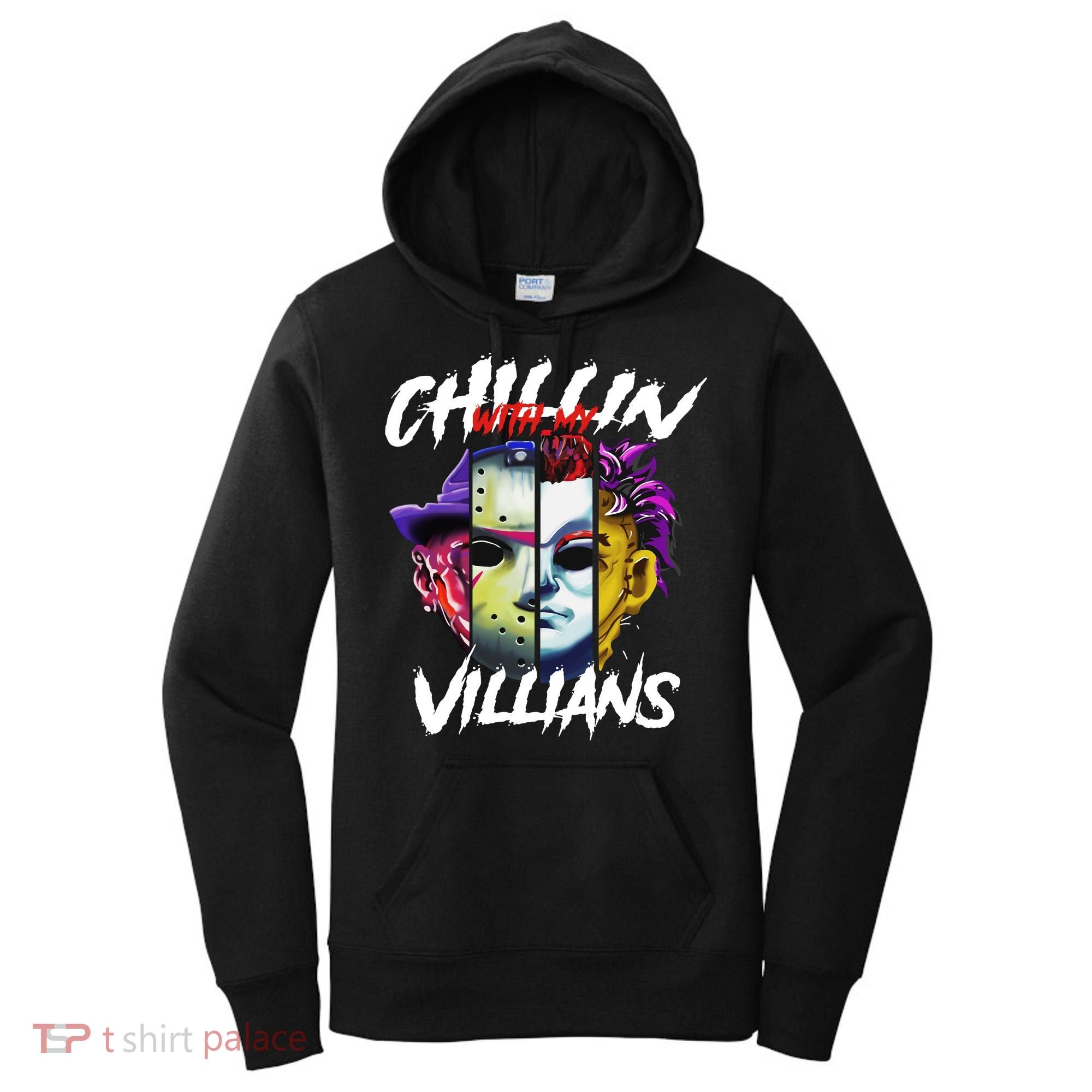 Chillin With My Villains Horror Movie Funny Women's Hoodie