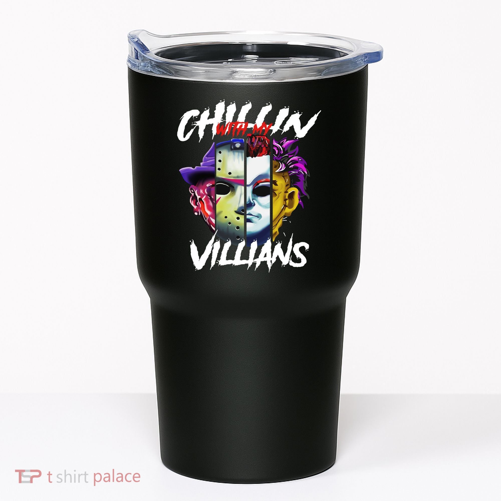 Chillin With My Villains Horror Movie Funny Tumbler