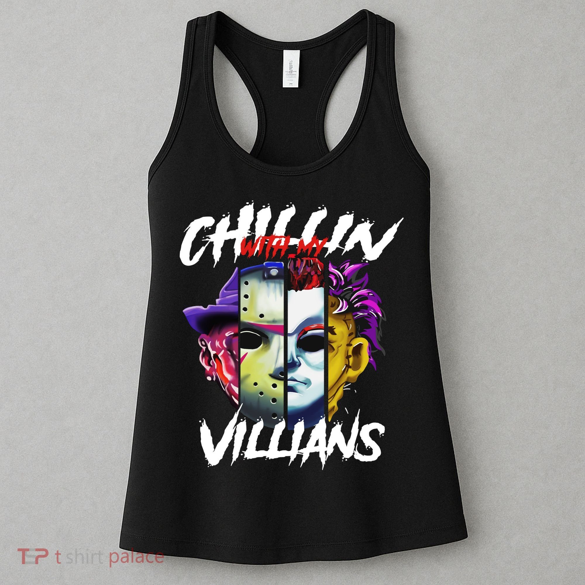 Chillin With My Villains Horror Movie Funny Women's Tank Top
