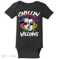 Chillin With My Villains Horror Movie Funny Baby Bodysuit thumb 0