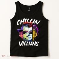 Chillin With My Villains Horror Movie Funny Tank Top thumb 2