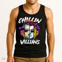 Chillin With My Villains Horror Movie Funny Tank Top thumb 3