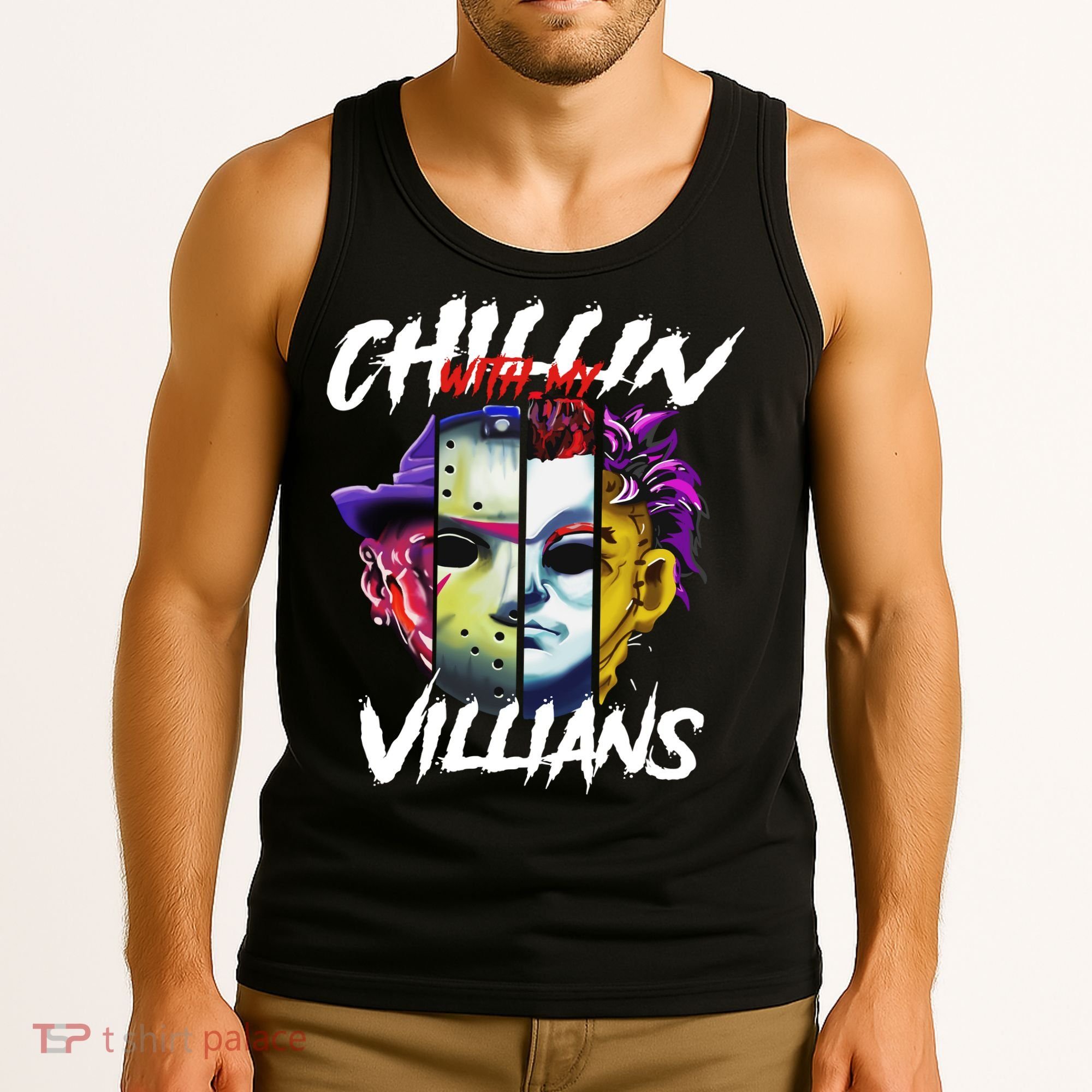Chillin With My Villains Horror Movie Funny Tank Top