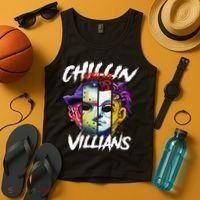 Chillin With My Villains Horror Movie Funny Tank Top thumb 4