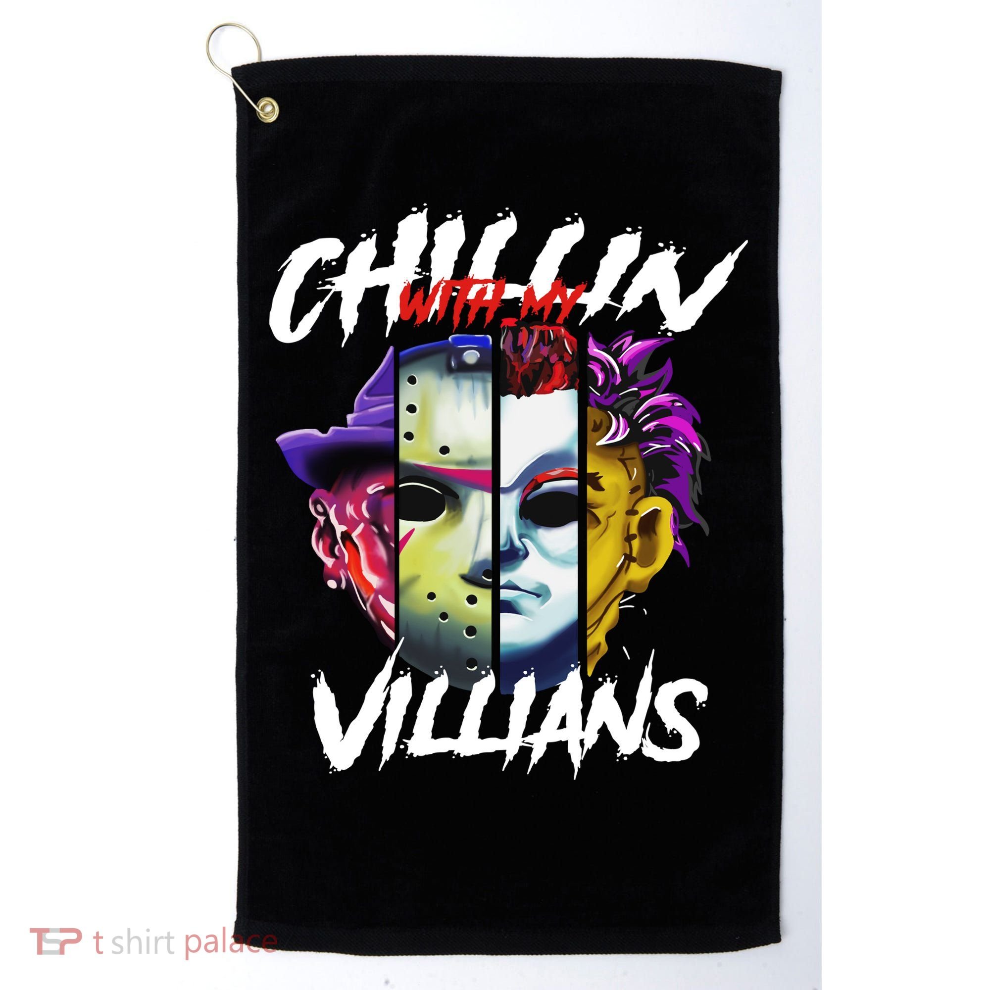 Chillin With My Villains Horror Movie Funny Golf Towel