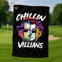 Chillin With My Villains Horror Movie Funny Golf Towel thumb 1
