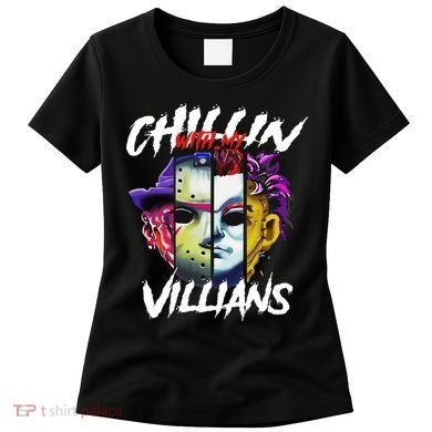 Chillin With My Villains Horror Movie Funny Women's T-Shirt