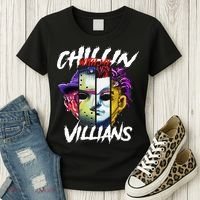 Chillin With My Villains Horror Movie Funny Women's T-Shirt thumb 3