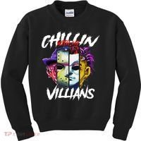 Chillin With My Villains Horror Movie Funny Kids Sweatshirt thumb 0