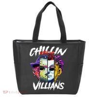 Chillin With My Villains Horror Movie Funny Tote Bag thumb 0