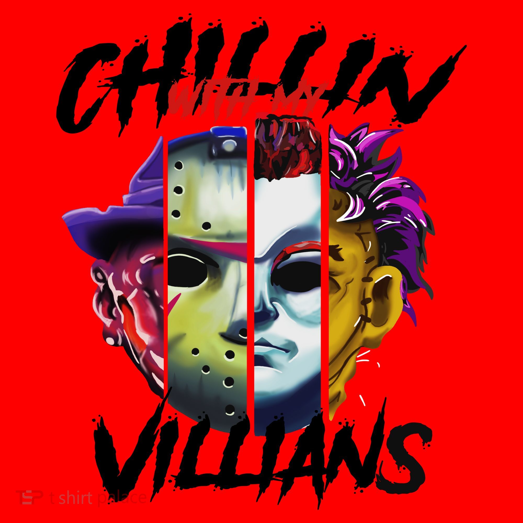 Chillin With My Villains Horror Movie Funny Santa Hat
