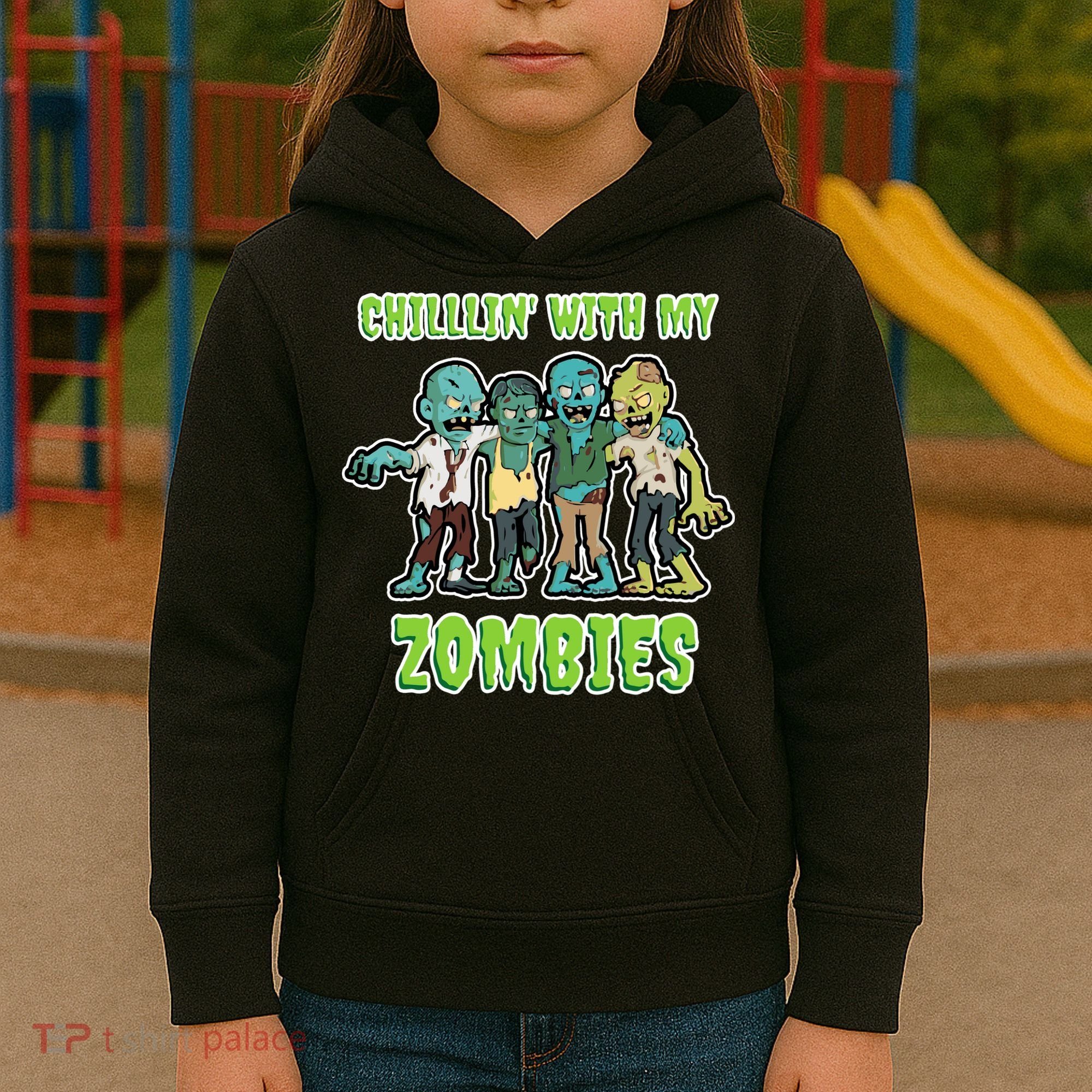 Chillin With My Zombies Kids Hoodie