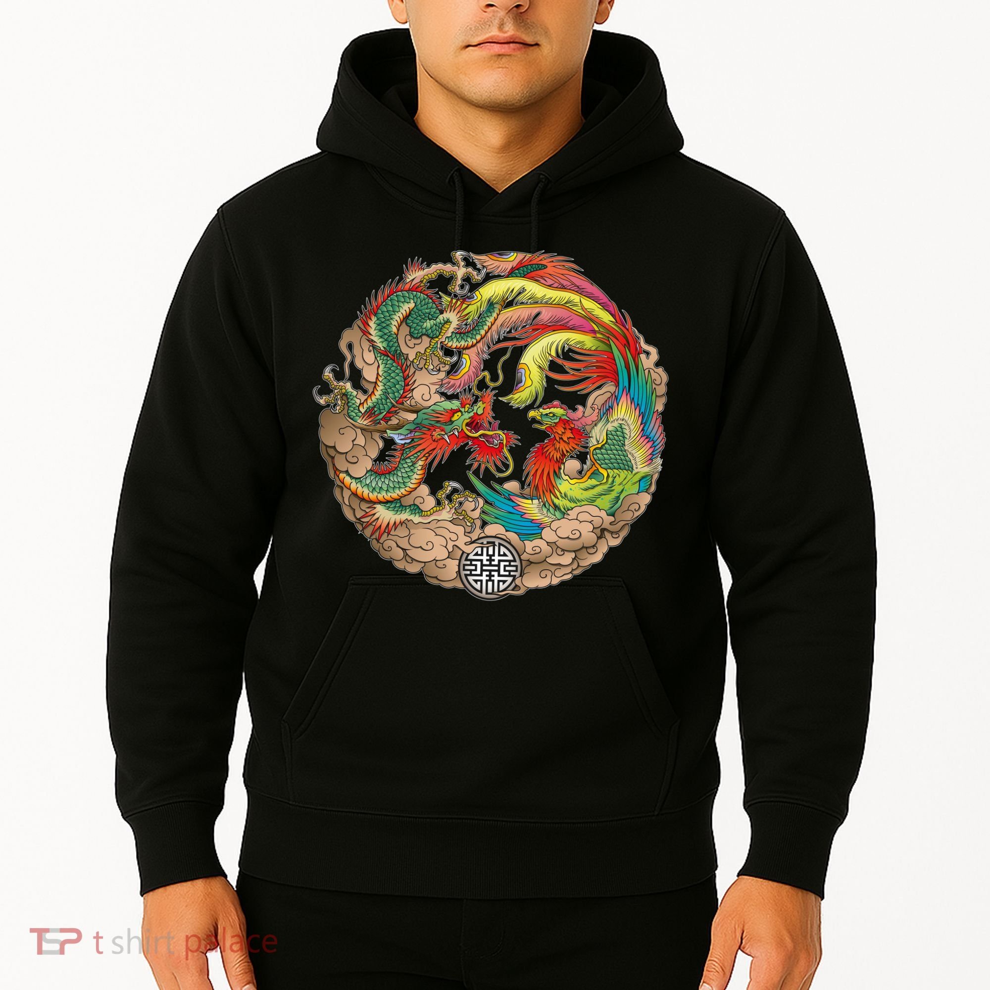 Chinese Dragon and Phoenix Yin Yang Hoodie
