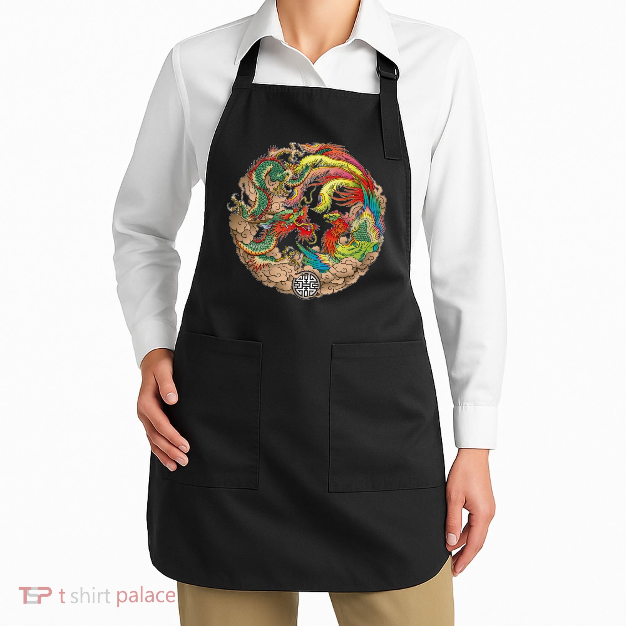 Chinese Dragon and Phoenix Yin Yang Apron