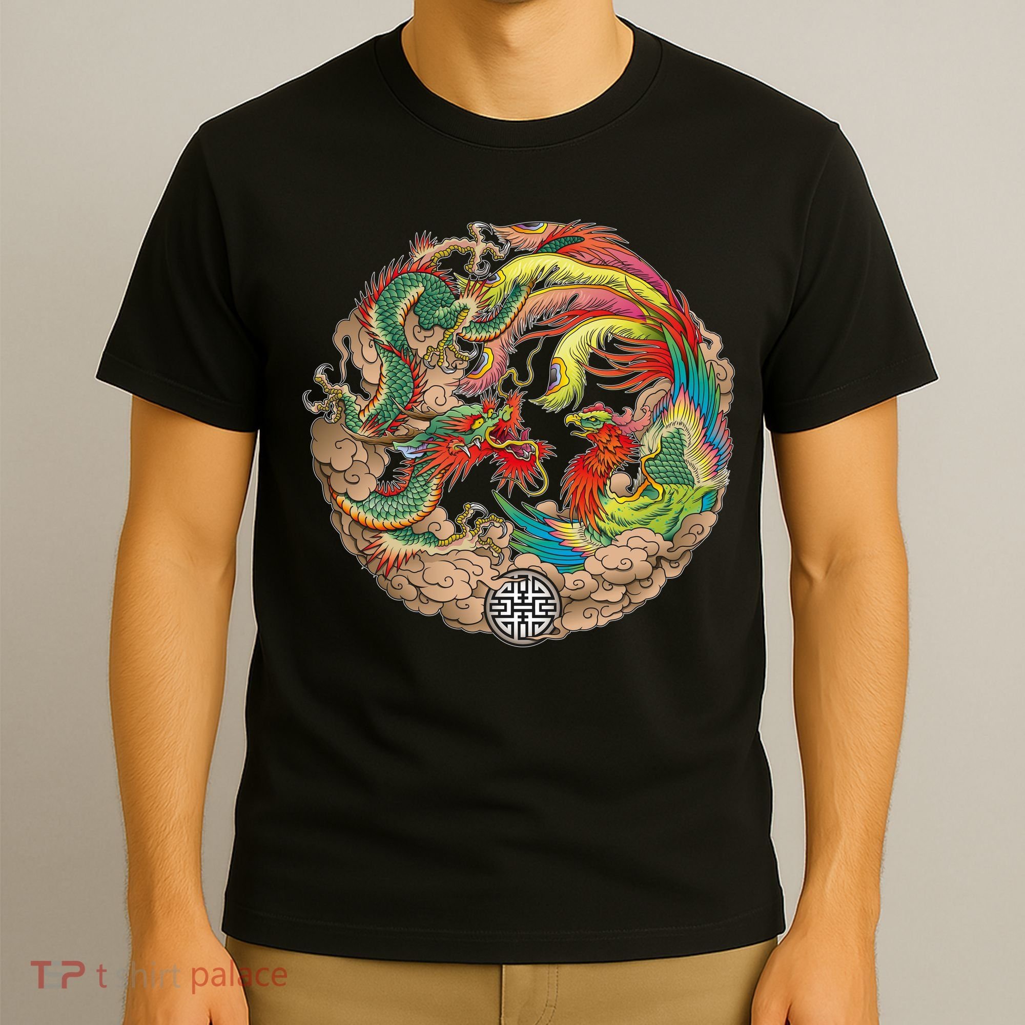 Chinese Dragon and Phoenix Yin Yang T-Shirt