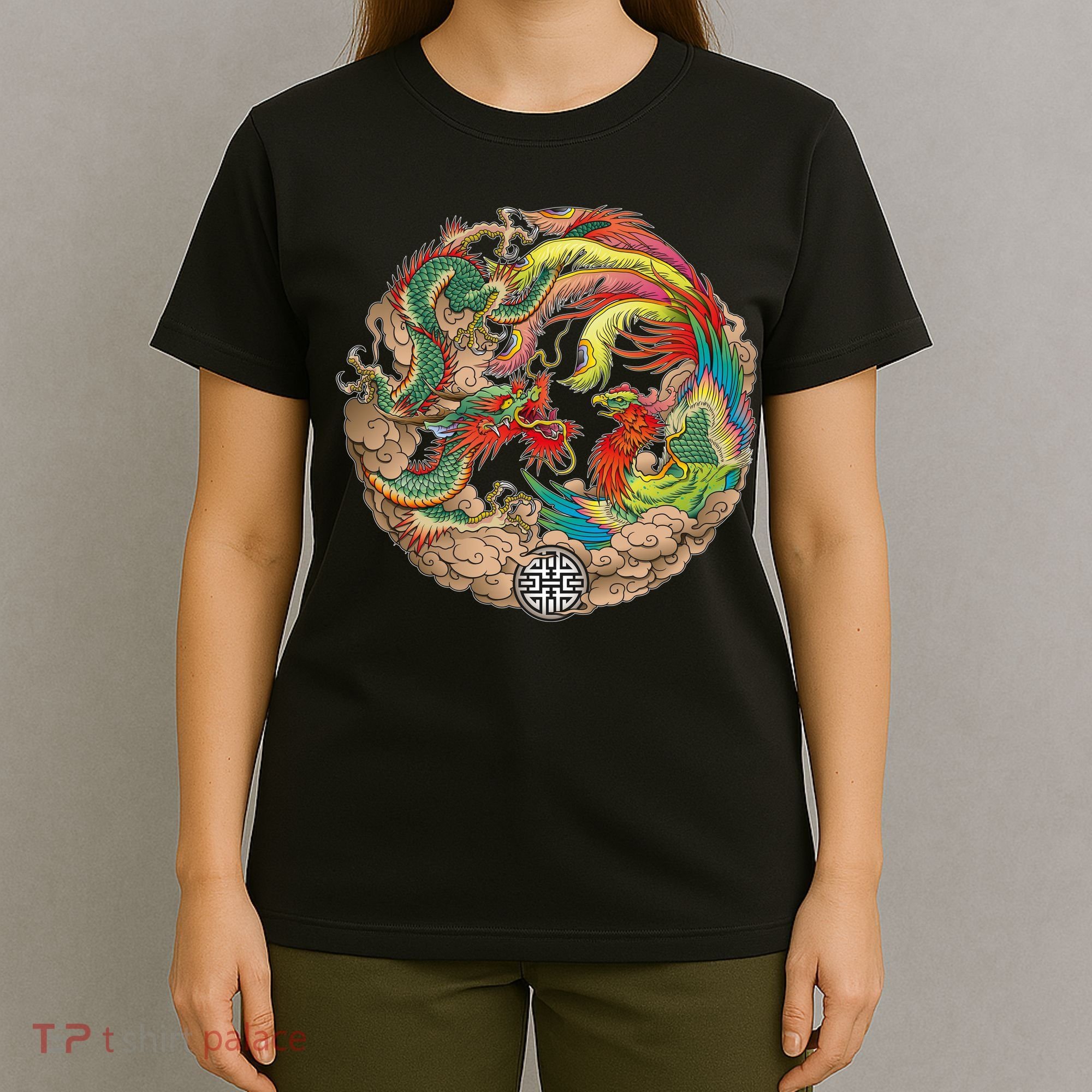 Chinese Dragon and Phoenix Yin Yang T-Shirt