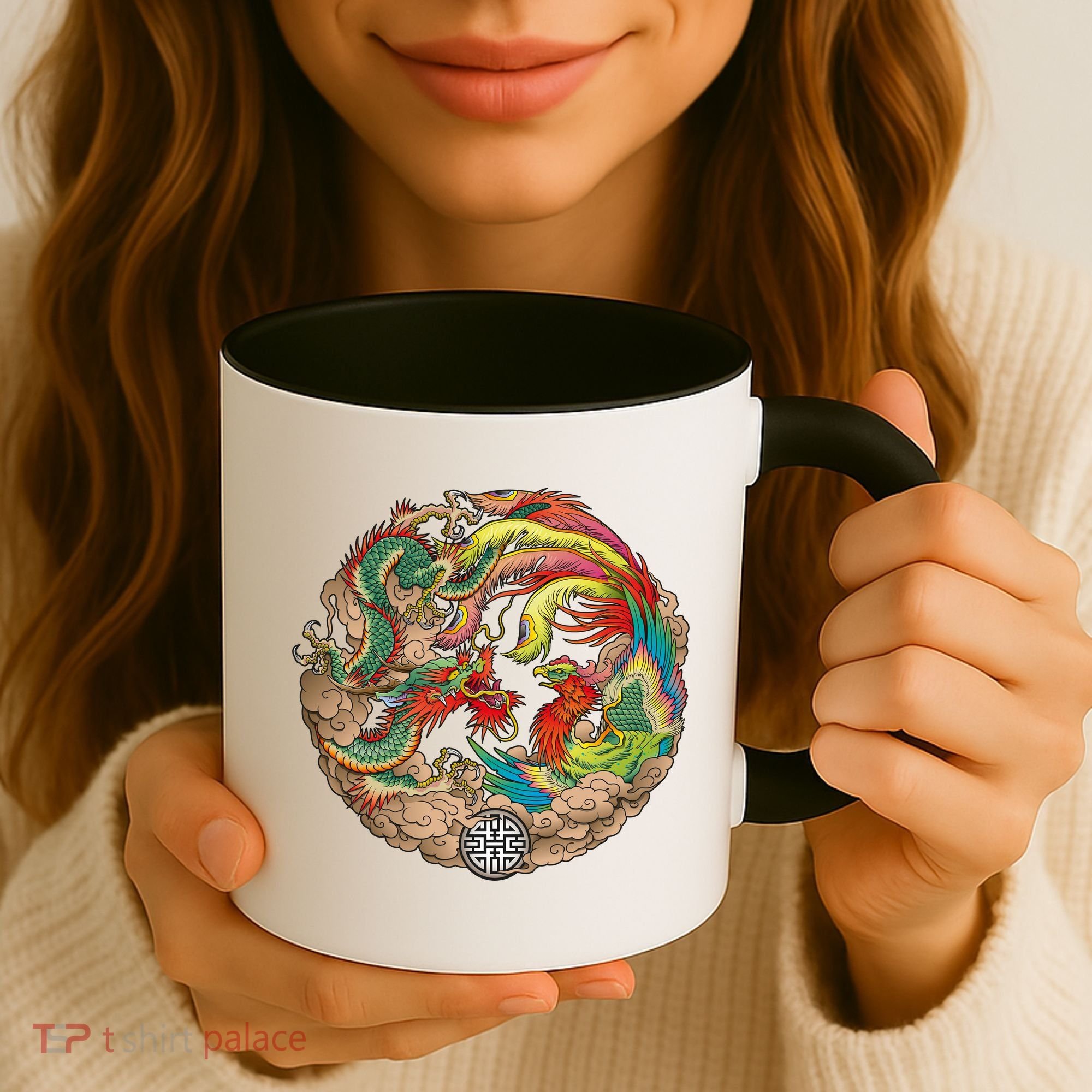 Chinese Dragon and Phoenix Yin Yang Coffee Mug