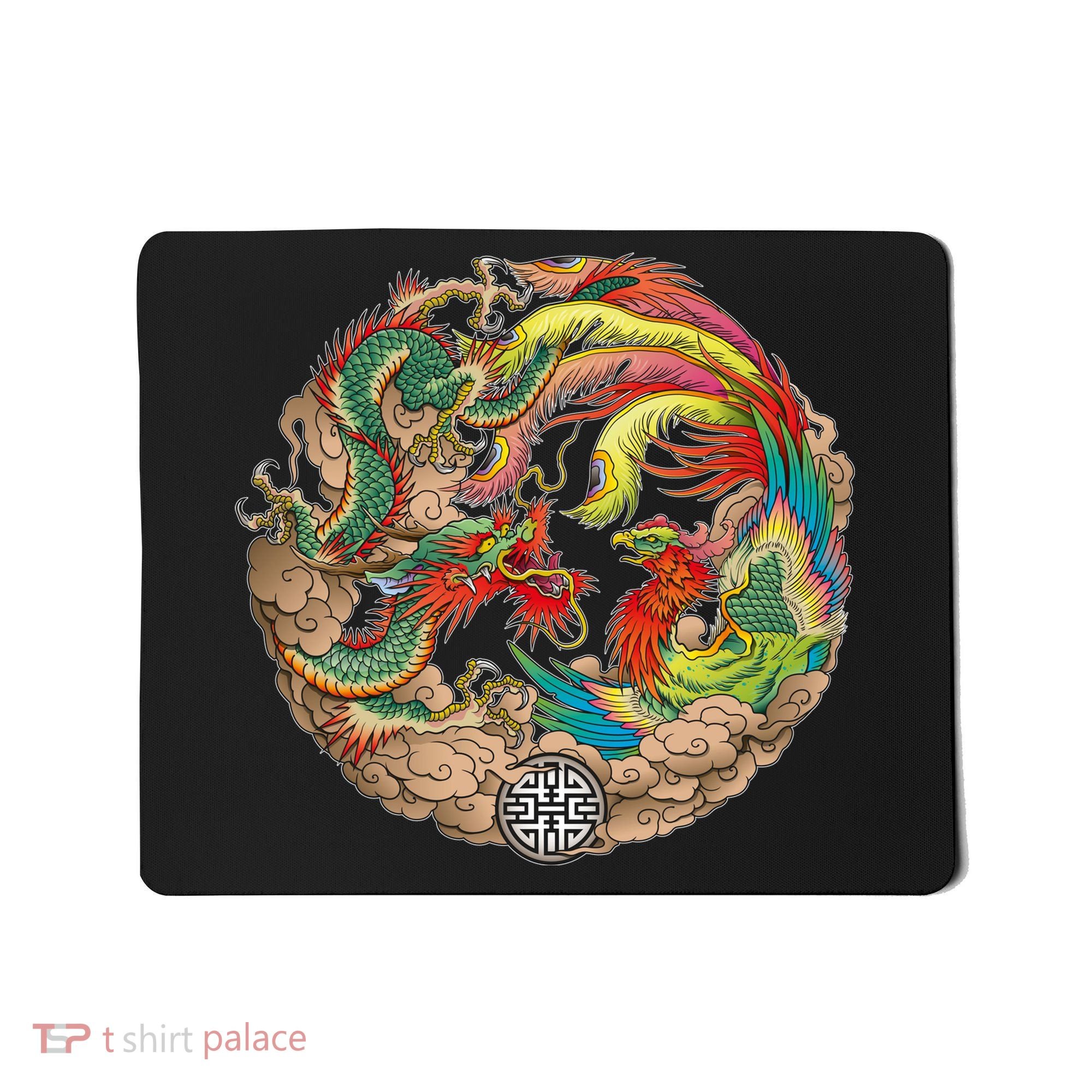Chinese Dragon and Phoenix Yin Yang Mousepad