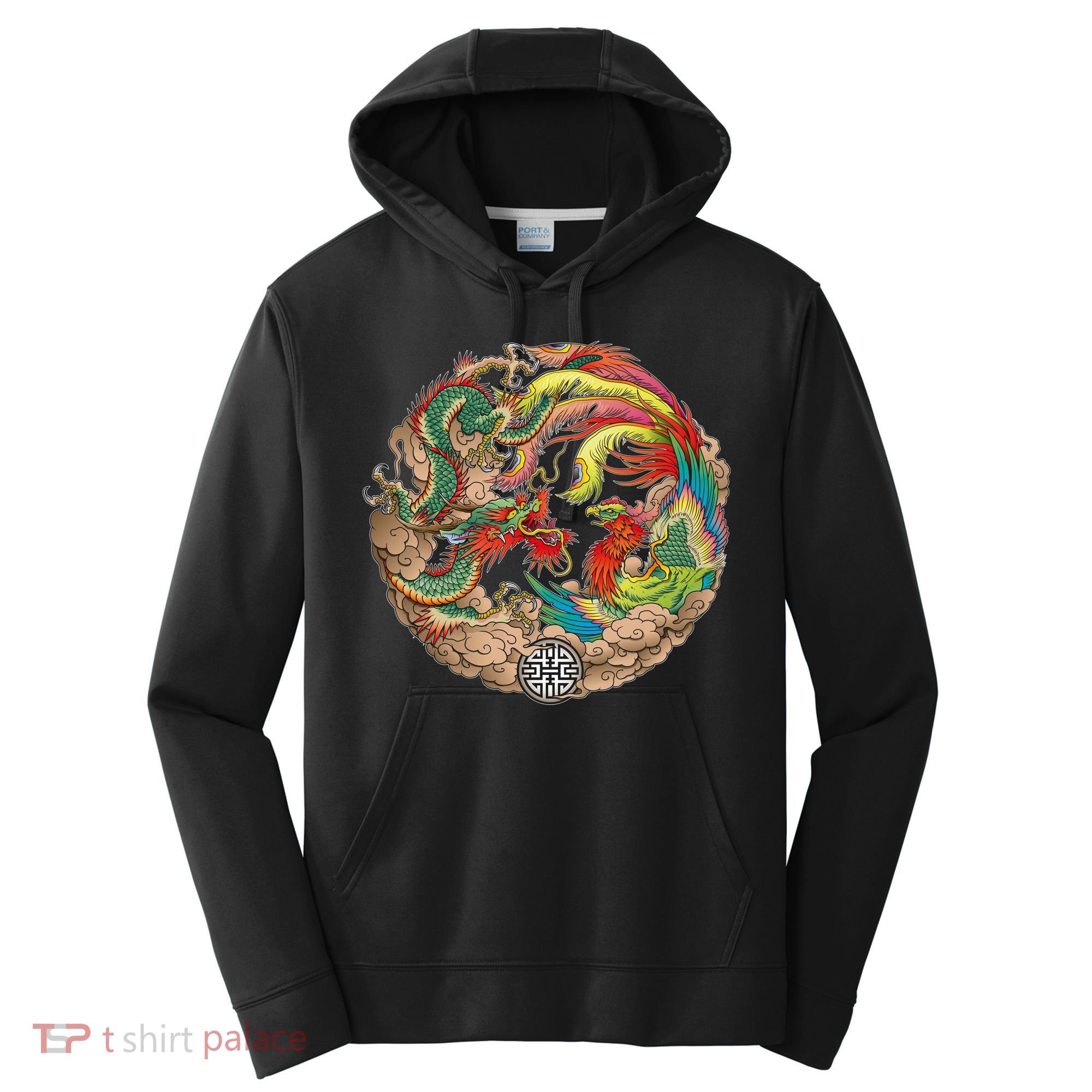 Chinese Dragon and Phoenix Yin Yang Performance Fleece Hoodie