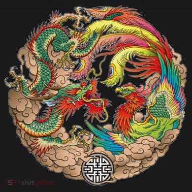 Chinese Dragon and Phoenix Yin Yang Performance Fleece Hoodie