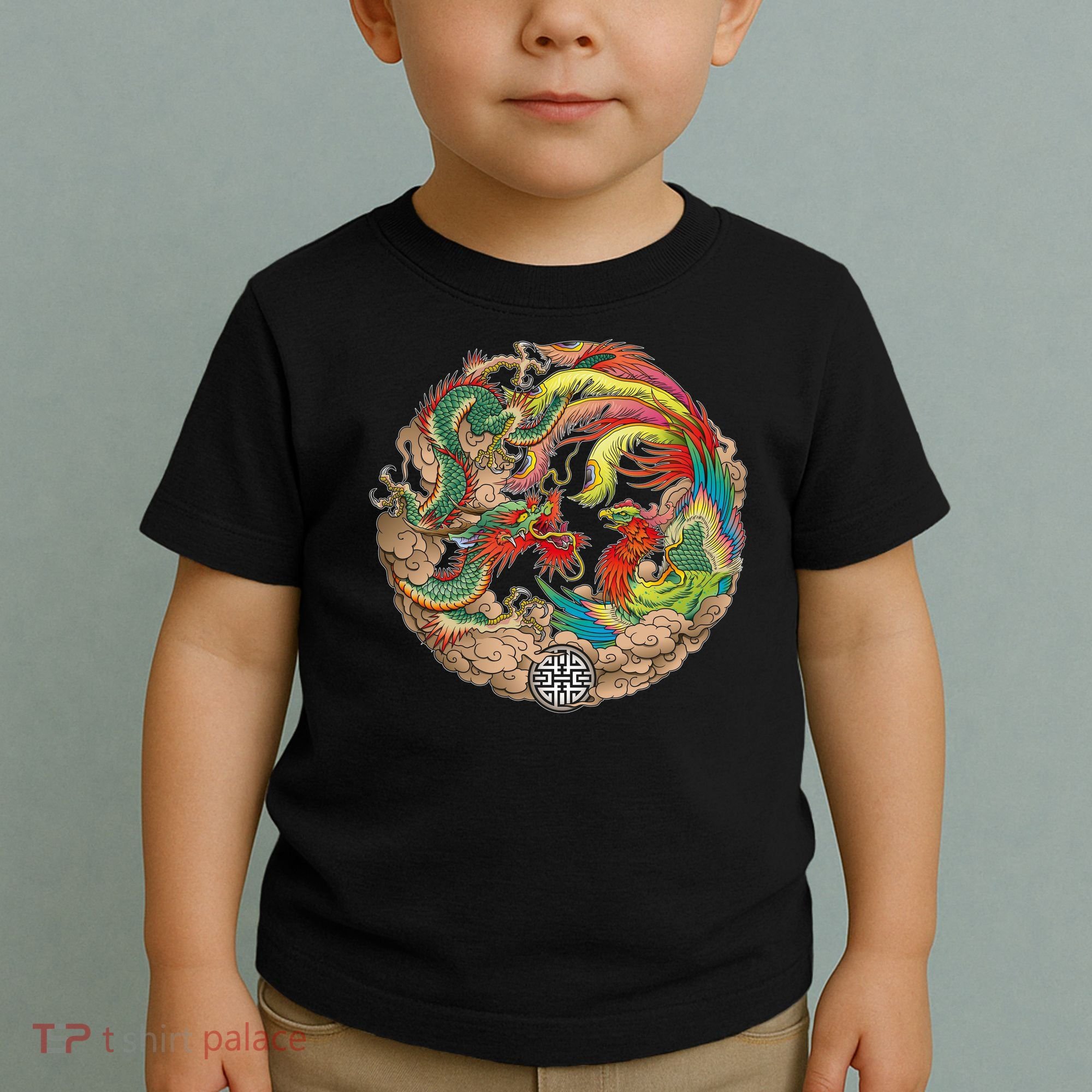 Chinese Dragon and Phoenix Yin Yang Toddler T-Shirt