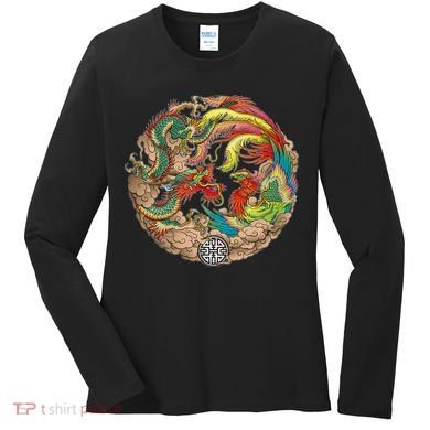 Chinese Dragon and Phoenix Yin Yang Women's Long Sleeve Shirt