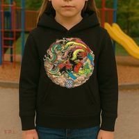 Chinese Dragon and Phoenix Yin Yang Kids Hoodie thumb 3