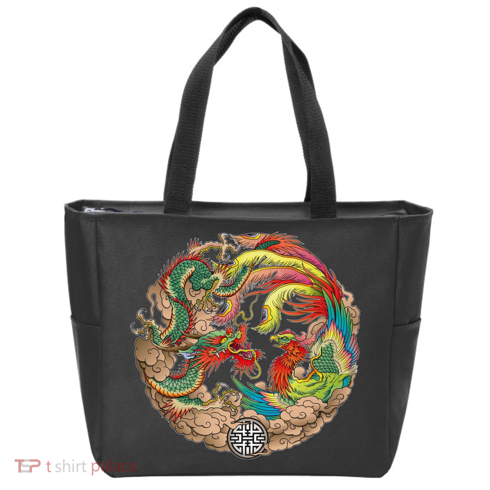 Chinese Dragon and Phoenix Yin Yang Tote Bag
