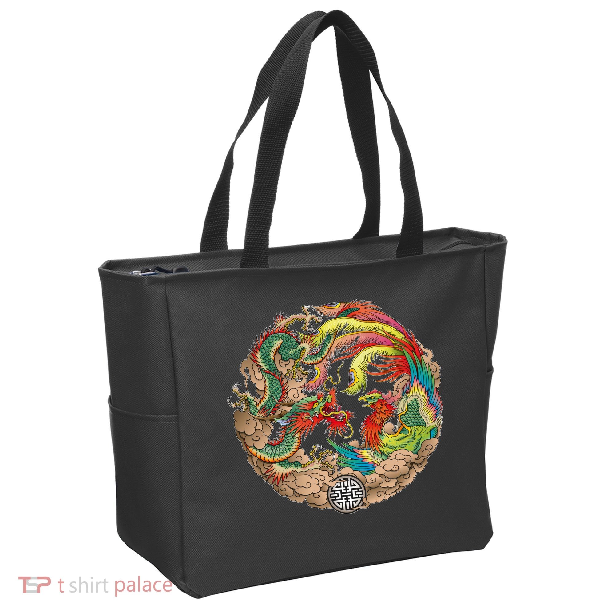 Chinese Dragon and Phoenix Yin Yang Tote Bag