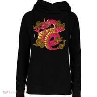 Chinese Dragon Creature Womens Funnel Neck Pullover Hood thumb 0