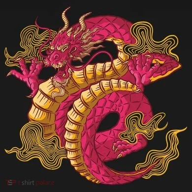 Chinese Dragon Creature Flat Bill Trucker Hat