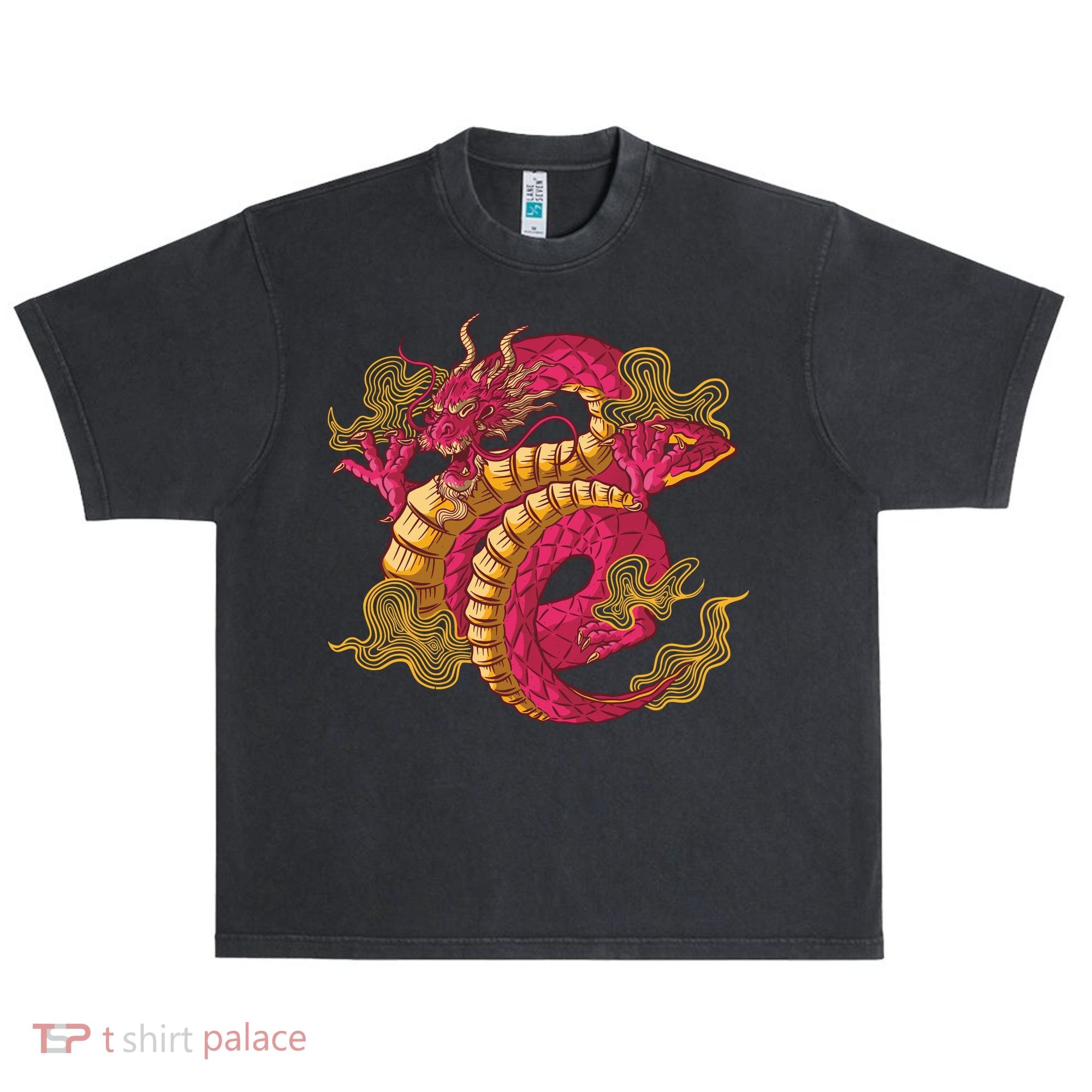 Chinese Dragon Creature Urban Oversized Heavyweight T-Shirt