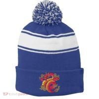 Chinese Dragon Creature Stripe Pom Pom Beanie thumb 0